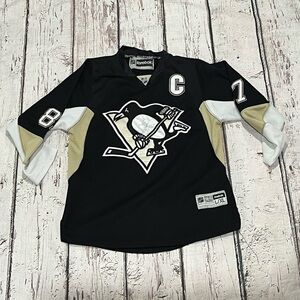 Kids Boys Sidney Crosby Pittsburgh Penguins NHL Hockey Jersey With Fight Strap